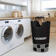 Large Foldable Laundry Storage Bin With Padded Handles, Sturdy Fabric Clothes Basket, Collapsible Storage Box, Convenient Home Organization Solution For Bedroom, Bathroom, Dormitory - Multicolor - View 5