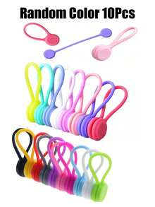 5/10pcs Magnetic Cable Organizer, Reusable Silicone Twist Ties For Bundling And Organizing Items, Fridge Magnet Wire Wrap Ties, Suitable For USB, Earphones And Keychains - Non-Waterproof - Multicolor - View 19