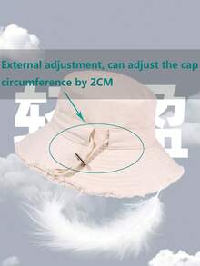 1pc Men's Street Fashion Drawstring Brim Bucket Hat, Adjustable Chin Strap Design, Distressed Frayed Edge Treatment, Soft Fabric, Sun Protection & Windproof, Versatile Style, Suitable For Travel, Beach, Casual Daily Wear - Anti-aging A-type - View 3