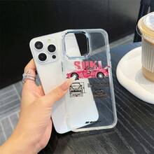 1pc Racing Pattern Black & Silver Phone Case Compatible With Apple Phones - Multicolor - View 4