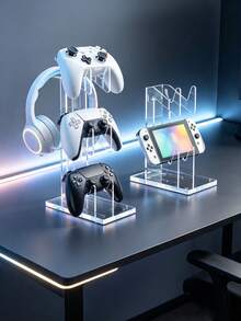 Transparent Acrylic Controller Display Stand, Desktop Game Console Bracket, Multi-Purpose Game Controller Storage Rack For Bedroom Tabletop Gaming Accessories Organizer - Multicolor - View 2