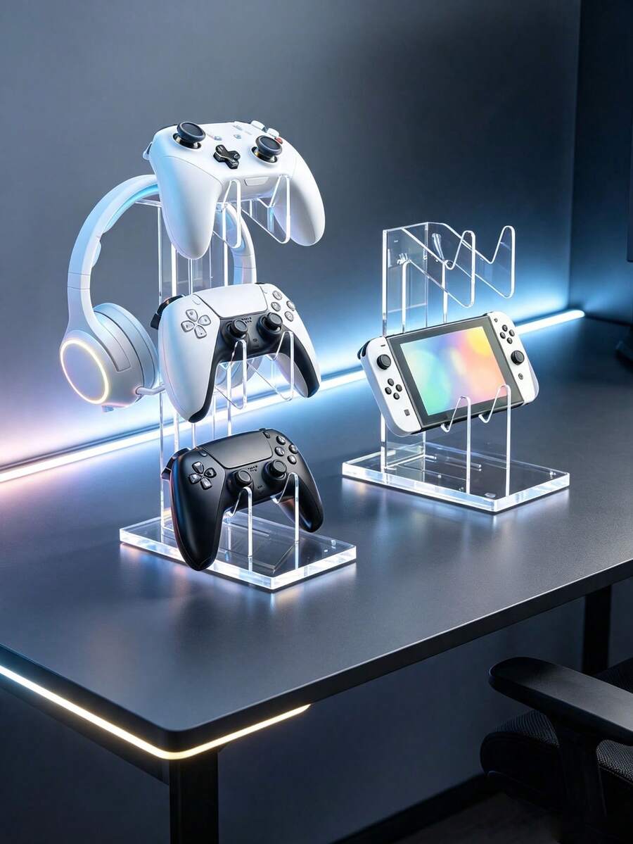 Transparent Acrylic Controller Display Stand, Desktop Game Console Bracket, Multi-Purpose Game Controller Storage Rack For Bedroom Tabletop Gaming Accessories Organizer