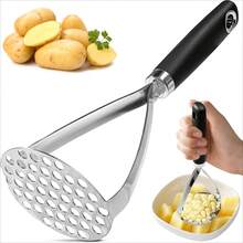 Stainless Steel Potato Masher With Soft Handle, Kitchen Press For Potatoes, Vegetables, Fruits And Jam - Silver - View 5