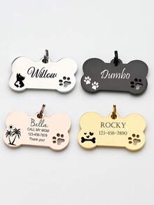 Cute Dog Tags Personalized Customization, Custom Bone-Shaped Dog Tags, Dog Name Tags, Dog Collar Tags, Puppy Tags, Custom Stainless Steel Pet ID Tags - Multicolor - View 2