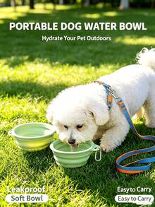 Bol d'alimentation et d'eau pliable en silicone pour animaux de compagnie avec clip mousqueton, bol de voyage portable et pliable pour chiens et chats, bol léger et étanche pour nourriture et eau pour animaux de compagnie pour la marche en plein air, la randonnée et le transport, répond aux besoins quotidiens d'alimentation en plein air - Multicolore - Voir 1