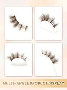 6 Pairs Brown Mascara-Effect Cat Eye Faux Mink False Eyelashes, Long Fluffy Natural Reusable Soft Lashes, Comfortable Wear, Suitable For Daily Makeup - Brown - View 6