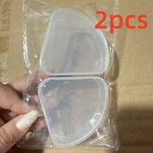 1/2/5 pièces Boîte de rangement pour houppette de poudre triangulaire transparente, boîte vide, boîte de coussin de poudre libre portable en coton de bonbon, petite boîte de poudre de maquillage triangulaire en éponge transparente, boîte de rangement anti-poussière à double usage sec et humide - Transparent - Voir 10