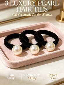 20PCS/10PCS/5PCS/3PCS/1PC Premium Faux Pearl Hair Ties, Durable High Elasticity Ponytail Hair Bands, Women's Hair Accessories - Multicolor - View 4