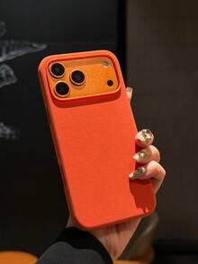 1 Buah Casing Ponsel Bumper Anti Guncangan Ramah Kulit dengan Tekstur Tenun Teknologi Imitasi, Potongan Lensa Penuh, Pelindung Lembut Anti Selip untuk iPhone 17 Pro Max/16 Pro/15/14/13/12/11, Casing Ponsel Matte Warna Solid Beragam, Tahan Jatuh dan Debu, Casing Ponsel Tipis - Jeruk - View 2