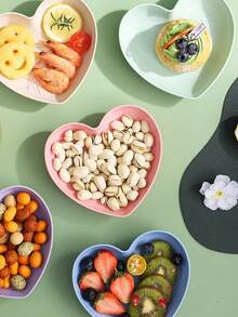Heart-Shaped Plate And Base, Plastic Material, Suitable For Snacks And Breakfast, Kitchen Essential Accessory, Reusable For Kitchen Use - Multicolor - View 3