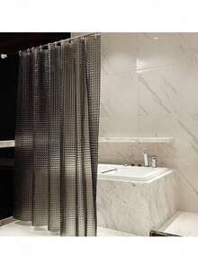 3D Crystal Clear Plastic Shower Curtain 180*180cm Thin Lightweight Ice Cube Plastic Bathroom Shower Display Inner Curtain With Plastic Grommet Holes - Grey - View 8