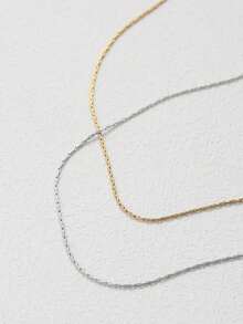 1pc Stainless Steel Chain Necklace Minimalist Thin Chain Stacked Necklaces For Women - Necklace - View 3