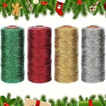 1/4 Roll Christmas Metallic Ribbon, Gold, Silver, Red, Green Gift Wrapping Cord, Holiday Craft Supplies, Suitable For Parties, Elegant Packaging, Metallic Luster, Smooth Texture, Durable Material, Ideal For Event Planners And Craft Enthusiasts - A - View 1