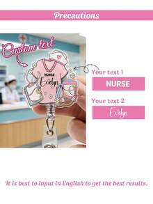 Customizable Retractable Nurse Badge Holder, Personalized Acrylic Text Badge Holder, Suitable For Nurses, Registered Nurses, Medical Students And More - Multicolor 1 - View 4