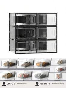Shoe Storage, 12 Pack Shoe Organizer For Closet, Shoe Boxes Clear Plastic Stackable Shoe Containers With Lids For Size 12-13 - Black - View 12