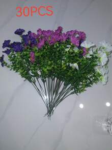 30 piezas/24 piezas/12 piezas/3 piezas Flores artificiales de plástico para exteriores, plantas falsas resistentes a los rayos UV, campanilla multicolor, adecuadas para decoración de jardín, porche, cestas colgantes de primavera/verano, regalos de Navidad - Multicolor - Ver 14