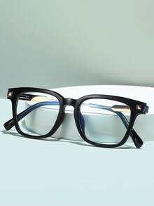 1PC Men's And Women's Retro Fashion Box Simple Metal Spring Hinge Versatile Flat Light Glasses - Black - View 16