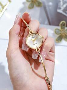 1pc Women's Wristwatch, Elegant Unique Fashion Small Dial Watch, Suitable For Daily Wear, Fashionable Charming Casual Style, Perfect Gift For Holidays - Gold - View 5