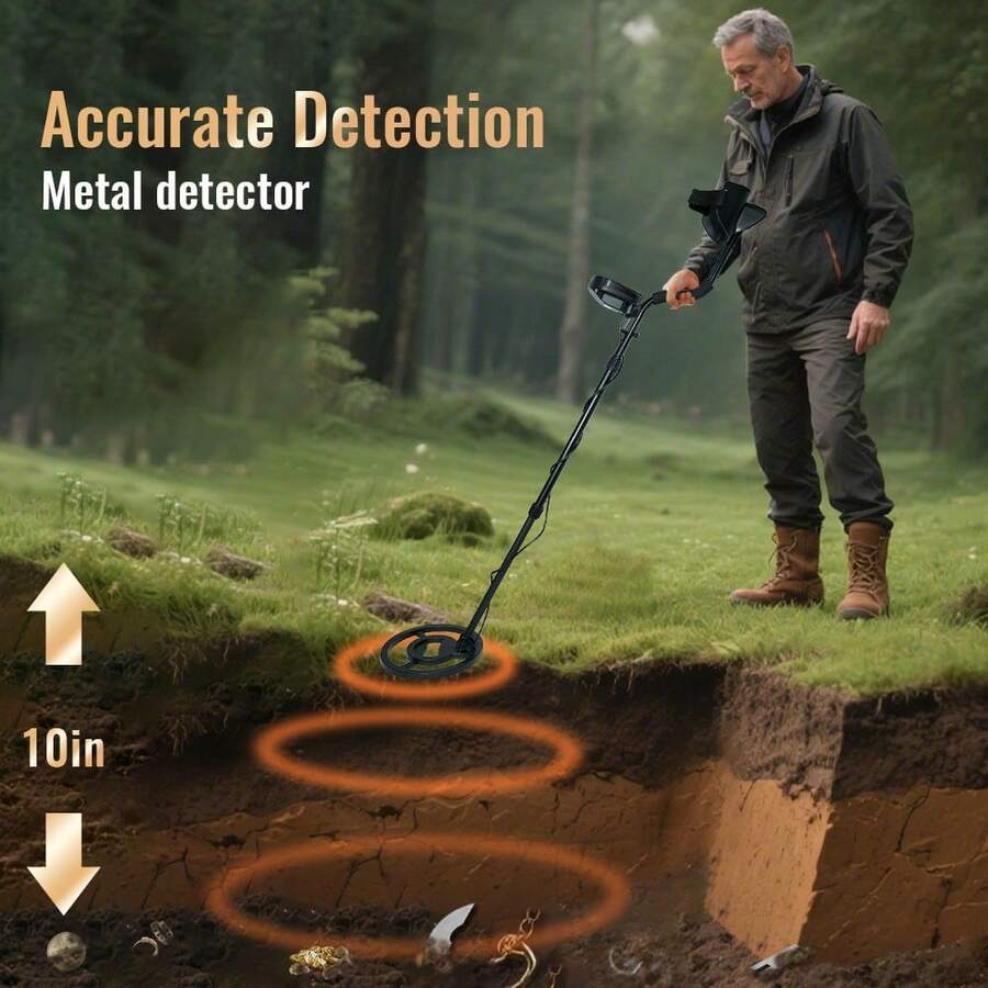 MD810 Metal Detector Professional Underground Depth Search Finder Gold Detector Treasure Detecting Pinpointer - Black - View 1