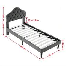 Twin Size Upholstered Platform Bed Frame With Adjustable Headboard, Velvet Single Bed With Wood Slat Support, No Box Spring Needed, Easy Assembly, 90x200cm - 粉色 - 查看 2