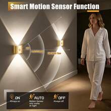 1/2/4pcs Dual-Head LED Motion Sensor Wall Light, Smart LED Night Light, Indoor Magnetic Sensor Wall Light, Battery Powered, Adjustable Color Temperature And Brightness, Suitable For Hallway, Bathroom, Bedroom, Home Decor - Multicolor - View 3