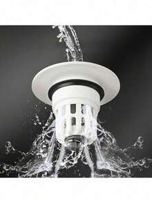 1pc Pop-Up Sink Drain Stopper - Multi-Functional Press-Type Filter, Durable Plastic Material, Bathroom Sink Anti-Clogging, Essential Drainage Accessory, Sink Filter, Household Hair Catcher, Restaurant Kitchen Food Residue Filter, Bathroom Accessory Small Item / Bathroom Essential, Minimalist Elegant Appearance, Washbasin Matching Accessory - Multicolor - View 3