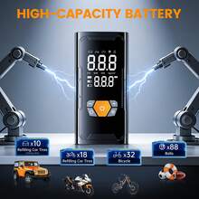 1 PC Car Tire Inflator Portable Air Compressor, 3X Faster 150 PSI Automatic Air Pump, Rechargeable Design, Auto Stop, Pressure Gauge Display, LED Light, Car Accessories For Motorcycle, Bike, Ball - Wireless - View 4