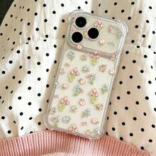 1 buah Casing Ponsel Anti Jatuh Motif Bunga Persegi Ins, Kompatibel dengan 17 16 15 14 13 12 11 Pro Max, Pelindung Ponsel Transparan Tahan Air, Tahan Guncangan, dan Tahan Gores - MultiWarna - View 3