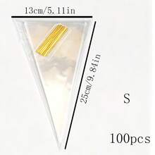 30/50/100/200pcs Transparent Plastic Cone-Shaped Candy Popcorn Bags With Gold Twist Tie, Triangle Candy Bags, Ice Cream Bags, Popcorn Bags, Various Small Snack Bags (With Twist Tie), Reusable Transparent Triangle Candy Bags Suitable For Party, Wedding, Birthday, Holiday Gift Packaging - View 18