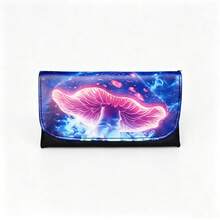 1PC Dark Dream Mushroom Storage Bag, PU Leather With Compartments, Portable, 5 Color Options, Neon Glowing Mushroom, Multi-Slot With Zipper, Portable Smoking Accessories Organizer - 1PC - View 12