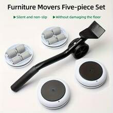6pcs Home Moving Tool Set, Rubber Wheel Furniture Sliders, Easily Move Appliances And Furniture, Protect Floors And Save Effort Moving Tool - 6 Items - View 4