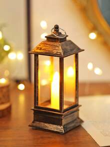 1pc Vintage Lantern Shaped LED Decorative Light, Small Wind Lantern, Holiday Event Desktop Decor Ornament, Night Light - Long Lantern - View 7