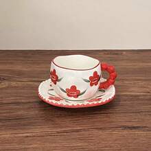 Creative Coffee Cup & Saucer Set, Highly Attractive Handmade Ceramic Water Cup, Hand-Painted Fresh Style Afternoon Tea Cup, Mug - Multiple Selection - View 9