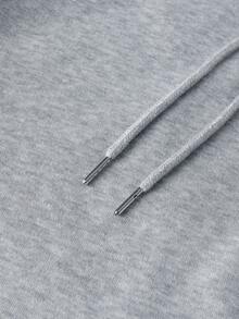 Men's Light Gray Full Zip Hoodie Sweatshirt, Autumn/Winter Casual Hooded Jacket With Kangaroo Pocket, Minimalist Style - Grey - View 8