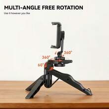 1PC 360° Rotating And Anti-Shake Design Phone Tripod Accessory, Sturdy And Durable Portable Stand With Adjustable Clamp, Universal Tripod Mount For Live Streaming And Smartphone Photography - Black - View 6