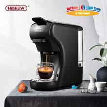 HiBREW آلة قهوة كبسولات H1A 4 في 1، متوافقة مع الكبسولات الكبيرة والصغيرة، القهوة المطحونة، أوضاع التحضير الساخن والبارد، خزان مياه قابل للفصل بسعة 600 مل لتقليل عدد مرات إعادة التعبئة، خيارات حجم كوب مزدوج 70 مل/110 مل - قابس اتحاد أوروبي نوع F (220 إلى 240 فولت) - مشاهدة 2
