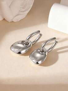 GEREIT 1 Pair 18K Gold Plated Stainless Steel Water Drop Polished Pendant Earrings - Teardrop - View 4