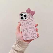 Sanrio 卡通蝴蝶結 Hello Kitty 蘋果 16 Pro Max 手機殼，粉色女孩保護殼，相容 iPhone 17/15 Pro Max、Apple 14、13、12，全方位防護 - 粉色 - 查看 1