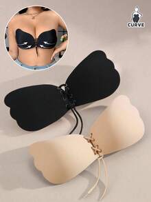 Self-Adhesive Invisible Bras With Strapless Wing Design Drawstring Reusable Push Up Sticky Bra Breathable Backless Boob Tape Non-Slip Nipple Cover Suitable For Dresses Evening Gowns Wedding Dresses Plus Size Women's Lingerie Accessories - Multicolor - View 4
