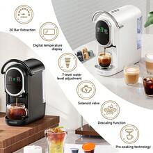 CAFELFFE 6-In-1 Capsule Coffee Machine|20 BAR|Hot & Cold Brewing|Compatible With D*|N*|K* Capsules|ESE|Ground Coffee|Tea|Automatic Pressure Release|Electromagnetic Valve|Visual LCD Panel|7-Level Water Adjustment|600ml Removable Water Tank - UK Plug(220-240V) - View 3