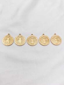 5pcs Stainless Steel 18K Gold Plated Color-Preserving Religious Small Pendant DIY Jewelry Charm Necklace Pendant Accessories - Multicolor - View 4