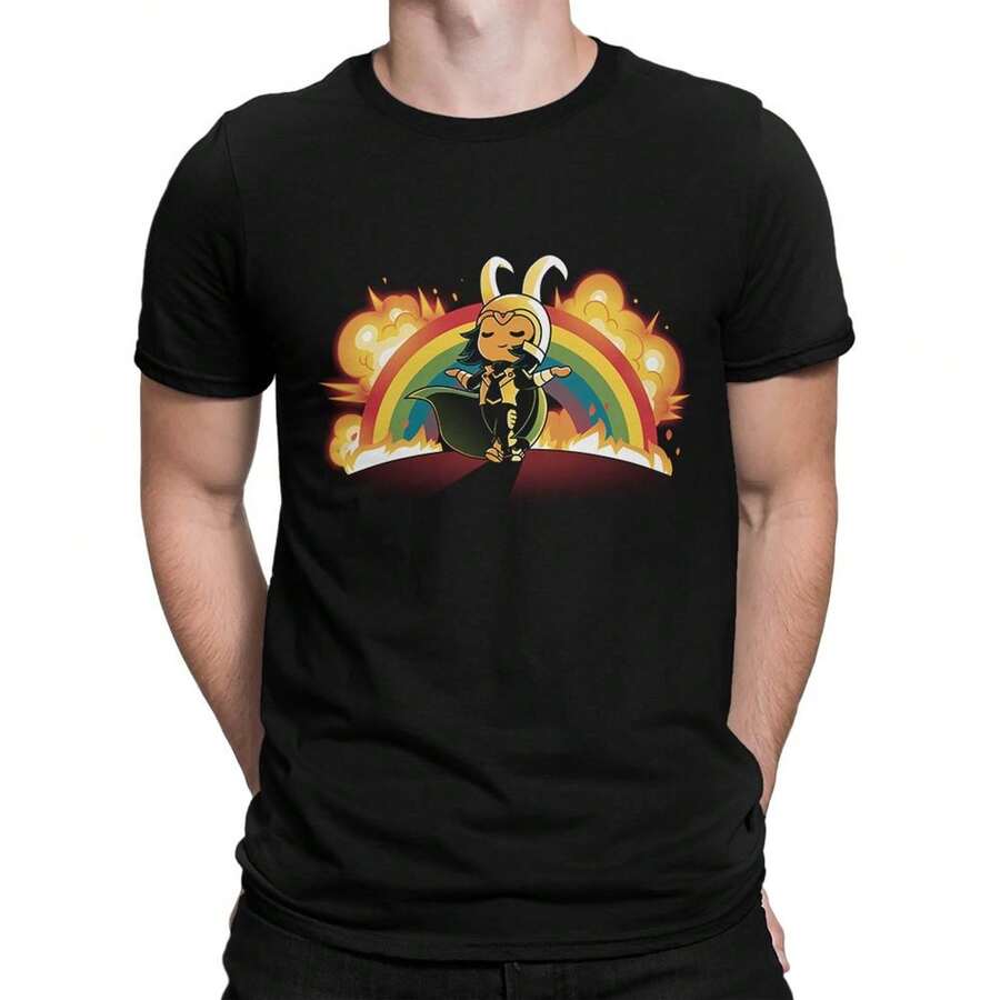Black Adult Unisex Crew Tee Fantasy Cat Hero Graphic MäNner Geschenk Daily Shirt,Homme Coton,Sports Femme,Tenu De Sport,Oberteile Sommer,Herbst Mode,R - Negro - Ver 1