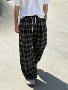 Vaulklash Men's Casual Loose Straight Leg Fashion Long Pants, Spring/Autumn - Black - View 3