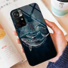 [24h Shipping From DE/FR/ES]Apple 17 16 15 Whale Wave Sea 02 Glass Phone Case For POCO F3 F4 F5 M3 M4 M5 M6 4G X3 X4 GT NFC Gift Idea Soft Silicone Printed Phone Case, Shockproof Protective Phone Cover, Aesthetic Present For Birthday Holiday Festival, Slim Anti-Drop Shell Gift For Women Men Compatible For IPhone - A - View 1