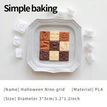 1 Set Cetakan Kue Sembilan Kotak Halloween, Stempel Kue Hantu, Pemotong Kue Persegi, Peralatan Memanggang Dapur. Alat Pembuat Hadiah Camilan DIY - View 14