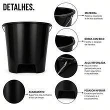 Balde Plástico 10 Litros Alça Metal Galvanizada Reforçado Multiuso Limpeza Faxina Jardinagem - Multicolorido - Visão 3