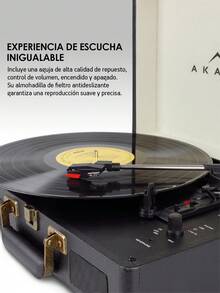 Akane Portable Bluetooth Vinyl Record Player With Stereo Speakers, 3-Speed Turntable - Black - View 8