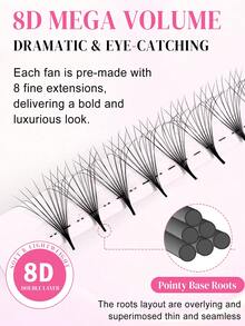 CoMango 120 Bundles C+D Curl Mixed 9-16mm 8D Fluffy Double Layer Pre-Made Eyelash Fans, Russian Volume Dense Blooming Style Eyelash Extensions, Wholesale - C/D MIX - View 4