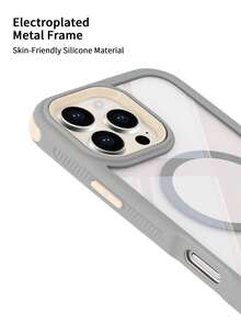 Koolife 相容 Apple 17/16/15/14/13 Pro Max 對比邊緣半透明磨砂手機殼，凸起鏡頭防摔設計，超薄磁吸無線充電，重裝防震裝甲一體式鏡頭保護蓋，適合日常使用，週年禮物、生日禮物 - 灰色 - 查看 4