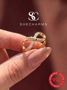 1 buah Cincin Cinta Tak Terhingga Perak Sterling S925, Cincin Abadi, Hadiah Perhiasan Halus, Aksesori Harian, Hadiah Pertunangan/Pernikahan - Gaya 3 - View 2